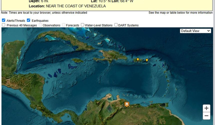 La zona del posible tsunami